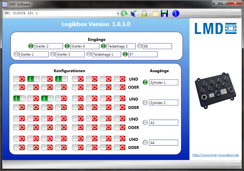 Benutzeroberfläche LMD Logikbox